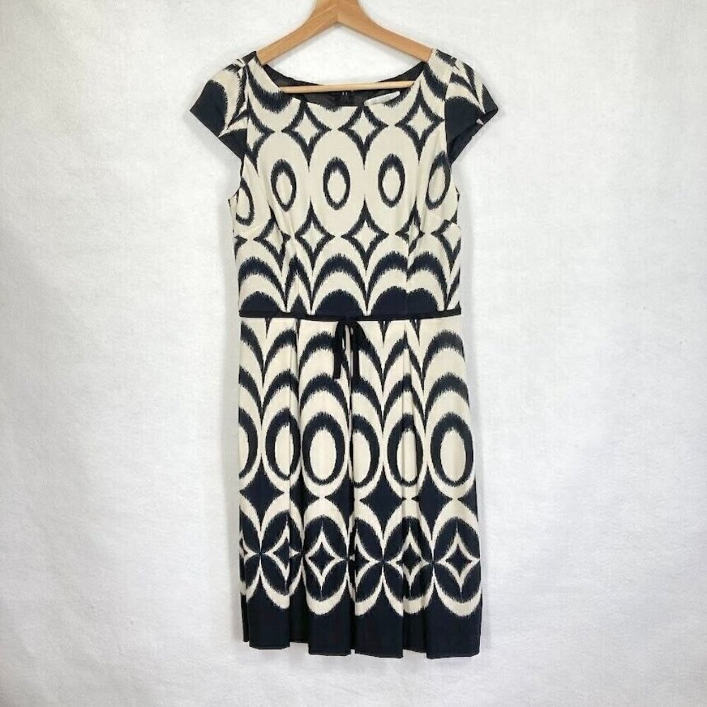 Dressbarn A-Line Pleated Dress Abstract Artsy Dark Academia Career Church 8